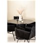 Marbs Round Dining Table - Black / Black Glass Marble+Pippi Chair - Black / Black Velvet_4