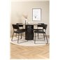 Marbs Round Dining Table - Black / Black Glass Marble+Kenth Chair - Black / Black PU_4