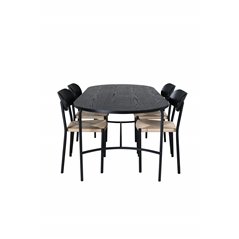 Skate Oval Dining Table , Black Black Veneer+Polly Dining Chair , Nature Black_4