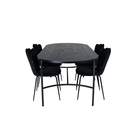 Skate Oval Dining Table , Black Black Veneer+Limhamn Light , Chair , Black Velvet_4