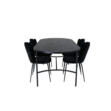 Skate Oval Dining Table , Black Black Veneer+Limhamn Light , Chair , Black Velvet_4