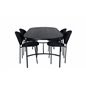 Skate Oval Dining Table , Black Black Veneer+Vault Dining Chair , Black Legs , Black Fabric_4