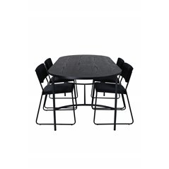 Skate Oval Dining Table , Black Black Veneer+Kenth Chair , Black Black Velvet_4