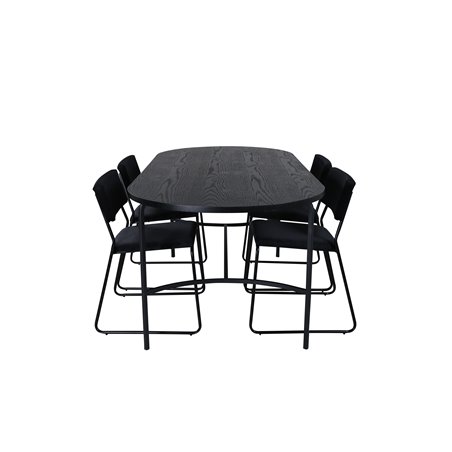 Skate Oval Dining Table , Black Black Veneer+Kenth Chair , Black Black Velvet_4