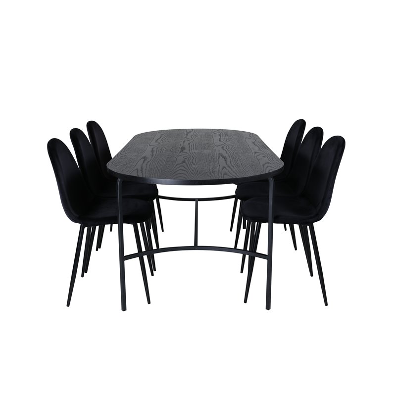 Skate Oval Dining Table , Black Black Veneer+Polar Dining Chair , Black legs Black Velvet (ers√§tter 19902,888)_6