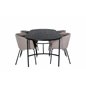 Skate Oval Dining Table , Black Black Veneer+Berit Chair , Black Beige Fabric (Polyester linen )_4