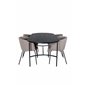 Skate Oval Dining Table , Black Black Veneer+Berit Chair , Black Beige Fabric (Polyester linen )_4