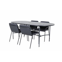 Skate Oval Dining Table - Black / Black Veneer+Tvist Chair - Black / Black PU_4