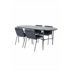 Skate Oval Dining Table - Black / Black Veneer+Tvist Chair - Black / Black PU_4