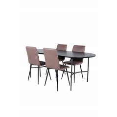 Skate Oval Dining Table - Black / Black Veneer+Windu Lyx Chair - Black / Brown Micro Fibre_4