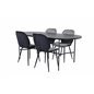 Skate Oval Dining Table - Black / Black Veneer+Emma Chair - Black / Black and Light Grey Black Velvet in Back Grey Velvet in fro
