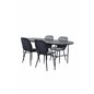 Skate Oval Dining Table - Black / Black Veneer+Emma Chair - Black / Black and Light Grey Black Velvet in Back Grey Velvet in fro