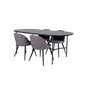 Skate Oval Dining Table - Black / Black Veneer+Velvet Stitches Chair - Black / Grey Micro Fibre_4