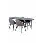 Skate Oval Dining Table - Black / Black Veneer+Velvet Stitches Chair - Black / Grey Micro Fibre_4