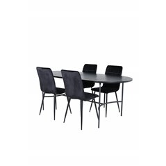 Skate Oval Dining Table - Black / Black Veneer+Windu Lyx Chair - Black / Black Velvet_4