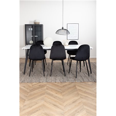 Jimmy Dining Table , Black White HPL+Polar Dining Chair , Black legs Black Velvet (ers√§tter 19902,888)_6