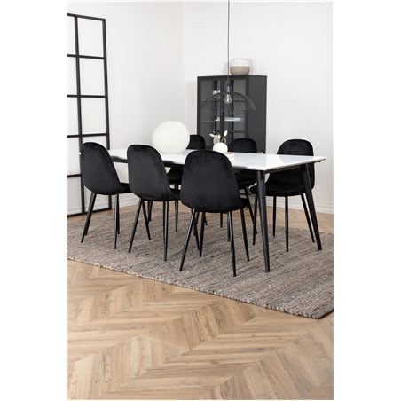 Jimmy Dining Table , Black White HPL+Polar Dining Chair , Black legs Black Velvet (ers√§tter 19902,888)_6