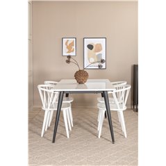 Jimmy Dining Table , Black White HPL+Bullerbyn Windsor Dining Chair , White_4