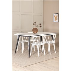 Jimmy Dining Table , Black White HPL+Bullerbyn Windsor Dining Chair , White_4