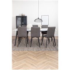 Jimmy Dining Table , Black White HPL+Windu Lyx Chair , Black Grey Micro Fibre_6