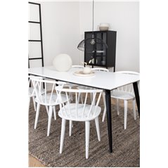 Jimmy Dining Table , Black White HPL+Bullerbyn Windsor Dining Chair , White_6