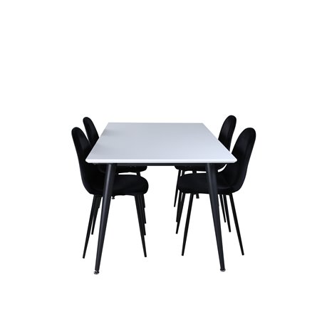 Jimmy Spisebord, Sort Hvid HPL + Polar Spisestuestol, Sorte ben Sort Velvet (erstattet 19902.888) _4