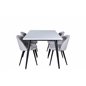 Jimmy Dining Table , Black White HPL+Velvet Dining Chiar , Black legs , Light GreyFabric_4