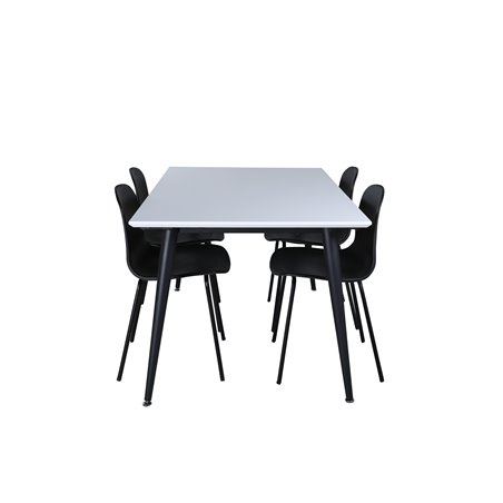 Jimmy Spisebord, Sort Hvid HPL + Arctic Dining Chair, Sorte Ben, Sort Pla stic_4