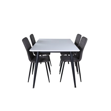 Jimmy Dining Table , Black White HPL+Windu Lyx Chair , Black Grey Micro Fibre_4