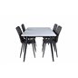 Jimmy Dining Table , Black White HPL+Windu Lyx Chair , Black Grey Micro Fibre_4