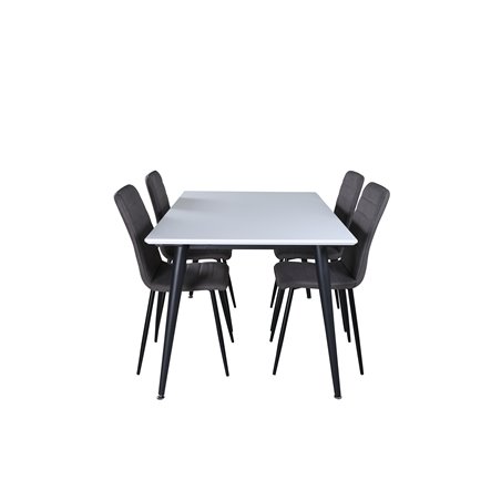 Jimmy Dining Table , Black White HPL+Windu Lyx Chair , Black Grey Micro Fibre_4