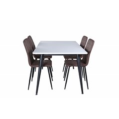 Jimmy Dining Table , Black White HPL+Windu Lyx Chair , Black Brown Micro Fibre_4