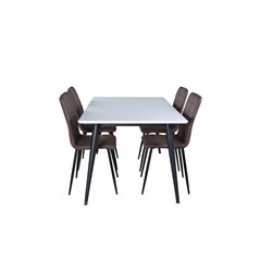 Jimmy Dining Table , Black White HPL+Windu Lyx Chair , Black Brown Micro Fibre_4