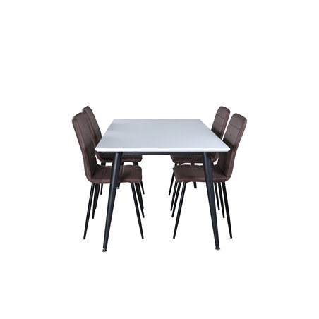 Jimmy Dining Table , Black White HPL+Windu Lyx Chair , Black Brown Micro Fibre_4