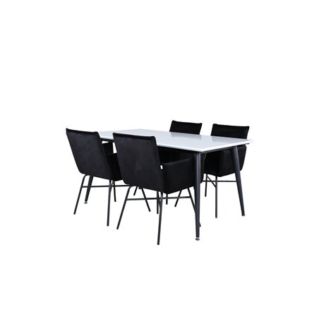 Jimmy Dining Table - Black / White HPL+Pippi Chair - Black / Black Velvet_4