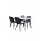 Jimmy Dining Table - Black / White HPL+Emma Chair - Black / Black and Light Grey Black Velvet in Back Grey Velvet in front_4