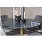 Estelle Round Dining Table ø106 H75 - Black / Brass, Muce  Dining Chair - Black Legs - Grey Velvet_4