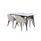 Jimmy Dining Table - Black / White HPL+Velvet Stitches Chair - Black / Beige Fabric (Polyester linen )_4