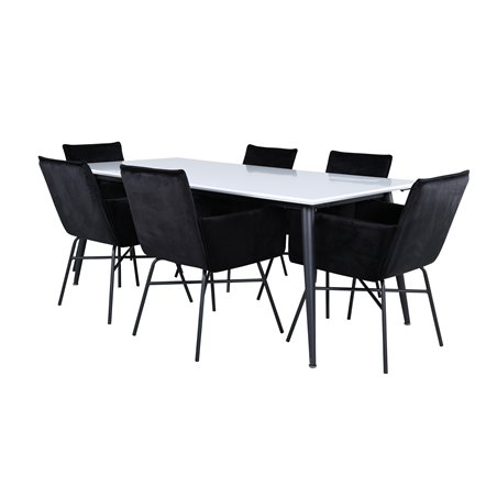 Jimmy Dining Table - Black / White HPL+Pippi Chair - Black / Black Velvet_6