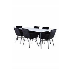 Jimmy Dining Table - Black / White HPL+Pippi Chair - Black / Black Velvet_6