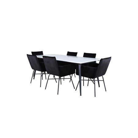 Jimmy Dining Table - Black / White HPL+Pippi Chair - Black / Black Velvet_6