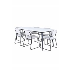 Jimmy Dining Table - Black / White HPL+Kenth Chair - Black / Light Grey Velvet_6