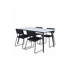 Jimmy Dining Table - Black / White HPL+Kenth Chair - Black / Black PU_4