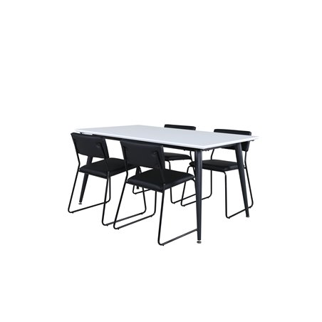 Jimmy Dining Table - Black / White HPL+Kenth Chair - Black / Black PU_4