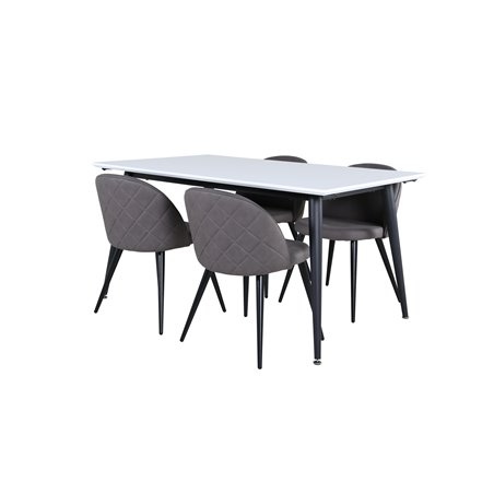 Jimmy Dining Table - Black / White HPL+Velvet Stitches Chair - Black / Grey Micro Fibre_4