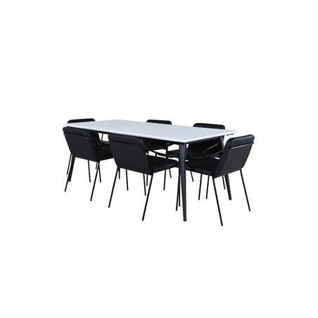 Jimmy Dining Table - Black / White HPL+Tvist Chair - Black / Black PU_6