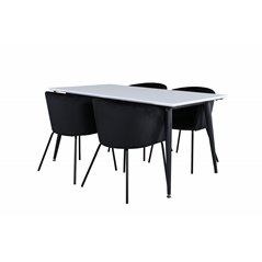 Jimmy Dining Table - Black / White HPL+Berit Chair - Black / Black Velvet_4