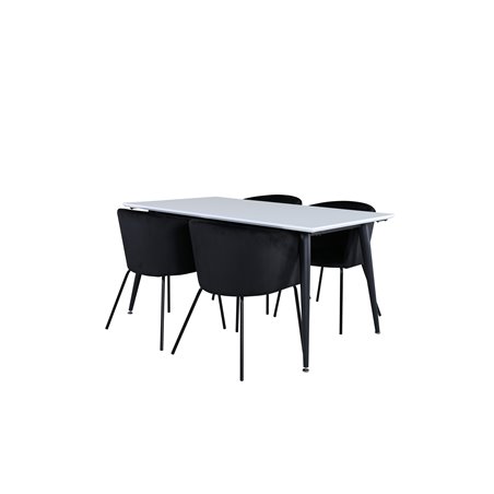 Jimmy Dining Table - Black / White HPL+Berit Chair - Black / Black Velvet_4