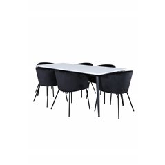 Jimmy Dining Table - Black / White HPL+Berit Chair - Black / Black Velvet_6