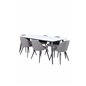 Jimmy Dining Table - Black / White HPL+Velvet Stitches Chair - Black / Grey Micro Fibre_6